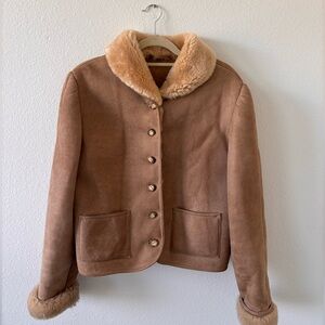 1970s Abercrombie & Fitch Lambskin Poile Pure Laine Jacket | Size 14 (xs/s)